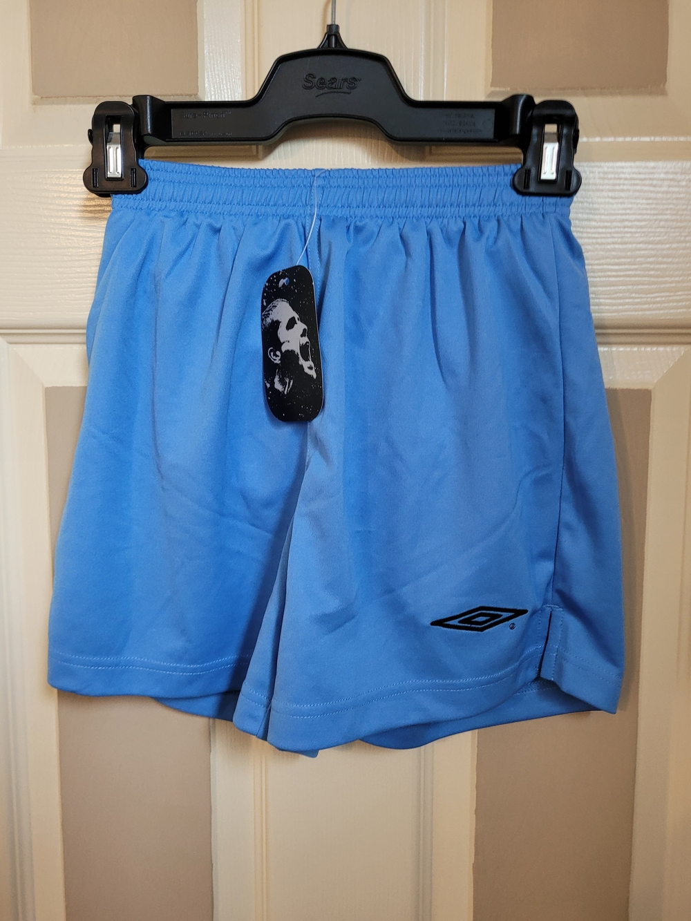 Umbro Light Blue Kids Athletic Shorts with Black Logo